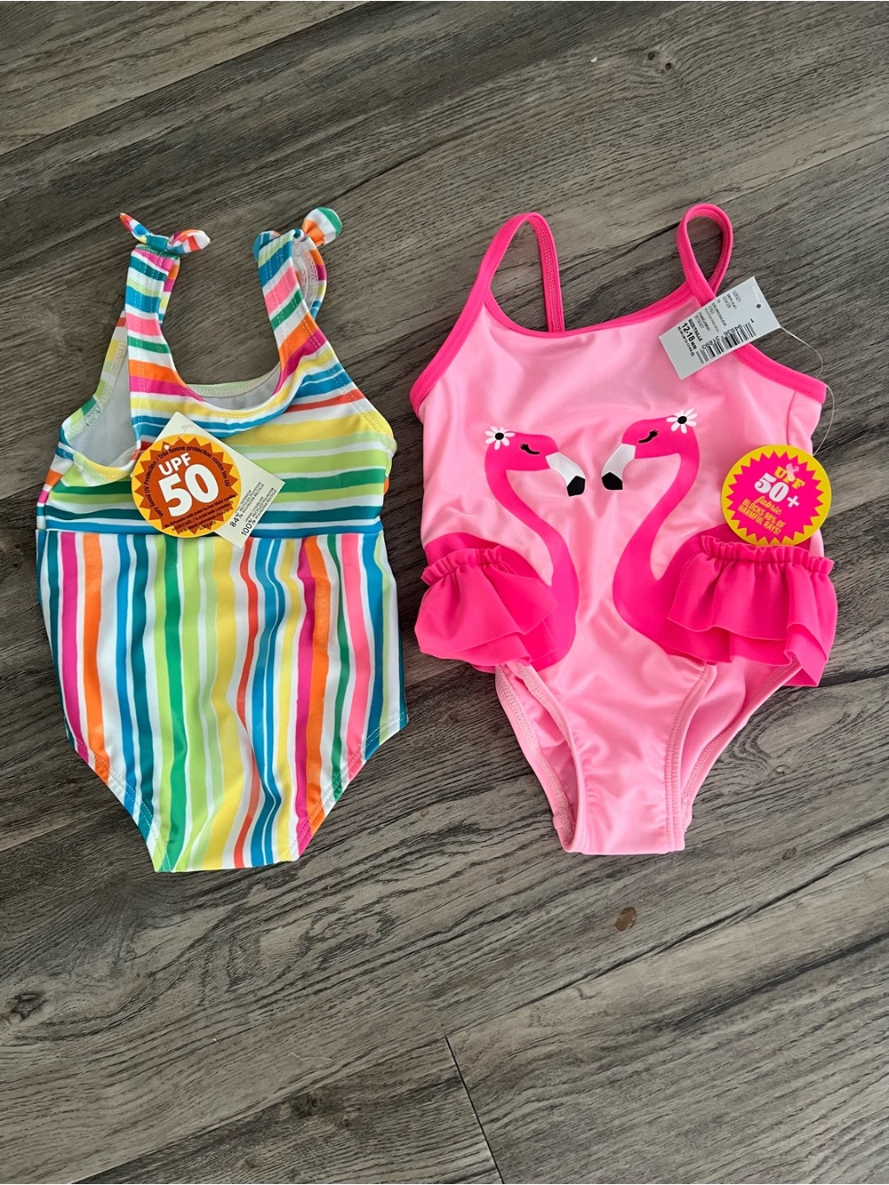 2 NEW The Children's Place / George Girls One-Piece Swimsuits Pink 12-18 months
